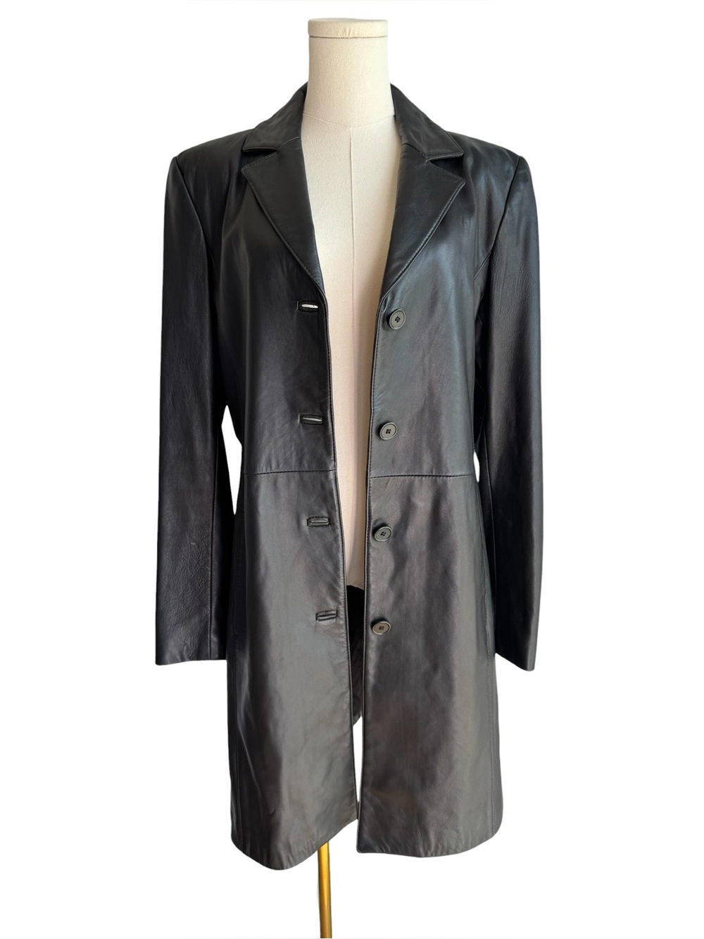 Danier Buttery Soft Leather Car Coat Sz M Black Jacket Late 90s Minimalist EUC